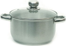 Кастрюля "Классика-ПРИМА" 8 л (объёмные ручки и стеклянная крышка) (260/214 мм)