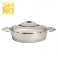 Сковорода "Аметист" 1,5 л (220 мм) с металлической крышкой, две листовые короткие ручки