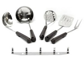 Набор кухонный с пластмассовыми ручками и пластмассовым подвесом 5 предметный